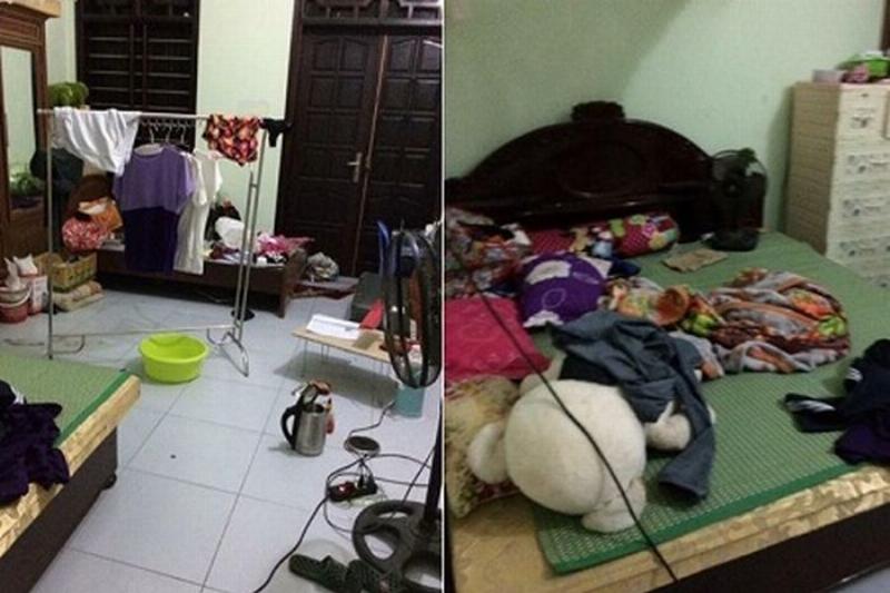 Hình ảnh một người trẻ đang dọn dẹp, lau chùi phòng trọ của mình